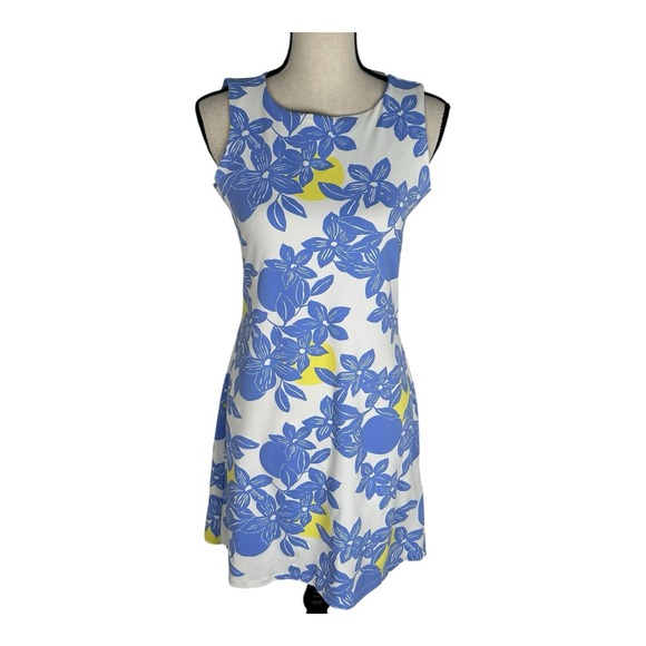 WOMEN'S MAHI GOLD DRESS,‎ SIZE Small COLOR: BLUE/WHITE FLORAL - Picture 1 of 13